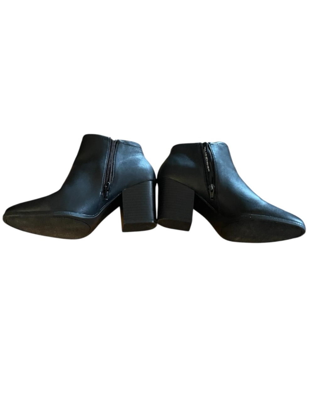 Classic Leather 8.5 Black Ankle Booties with Stacked Block Heel. Worn once. - Picture 4 of 6